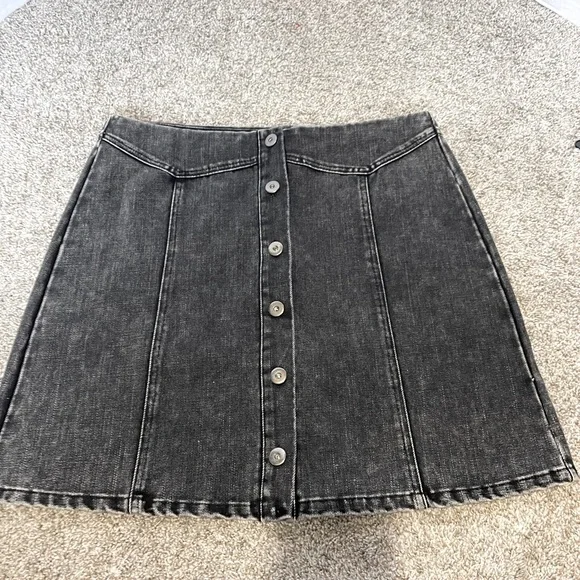 ❤️She + Sky black acid wash button front mini skirt size large  - Picture 2 of 8